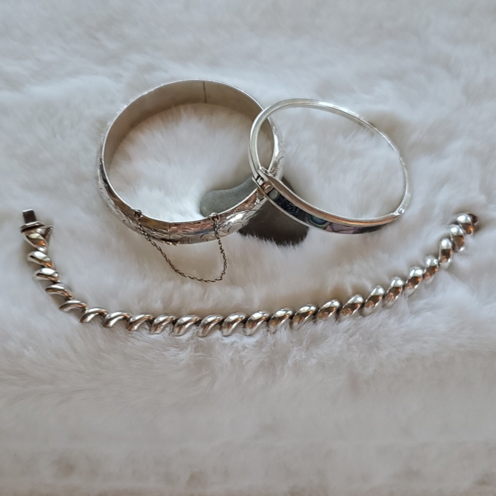 Collection of 3 sterling silver bracelets 7"